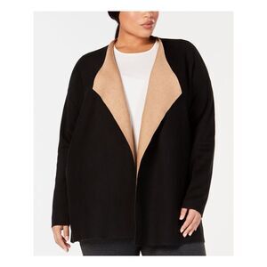 EILEEN FISHER Womens Black Long Sleeve Open Front Wear To Work Sweater Plus 1X